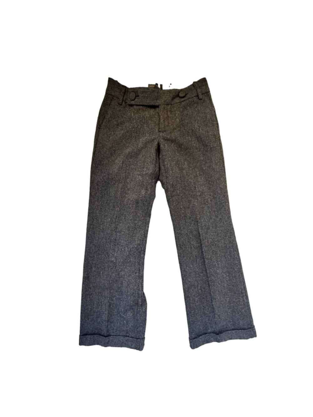 Banana Republic Wool Herringbone Wide Leg Trousers - Grey - 2 Short